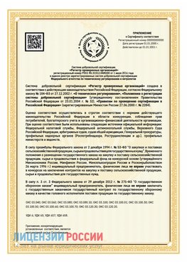 Приложение к сертификату для ИП Взморье Сертификат СТО 03.080.02033720.1-2020